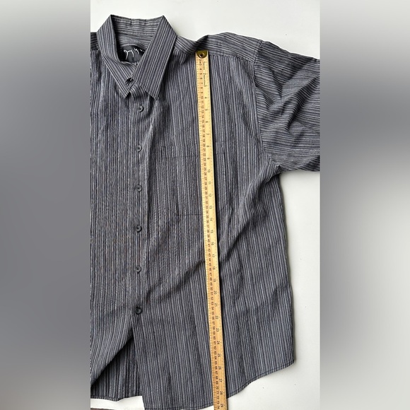 Vintage Jay Y. Ko Black White Striped Classic Button Down Shirt Men’s XL FLAW - Picture 5 of 7